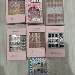 Nail Art Set - Black, Pink, White